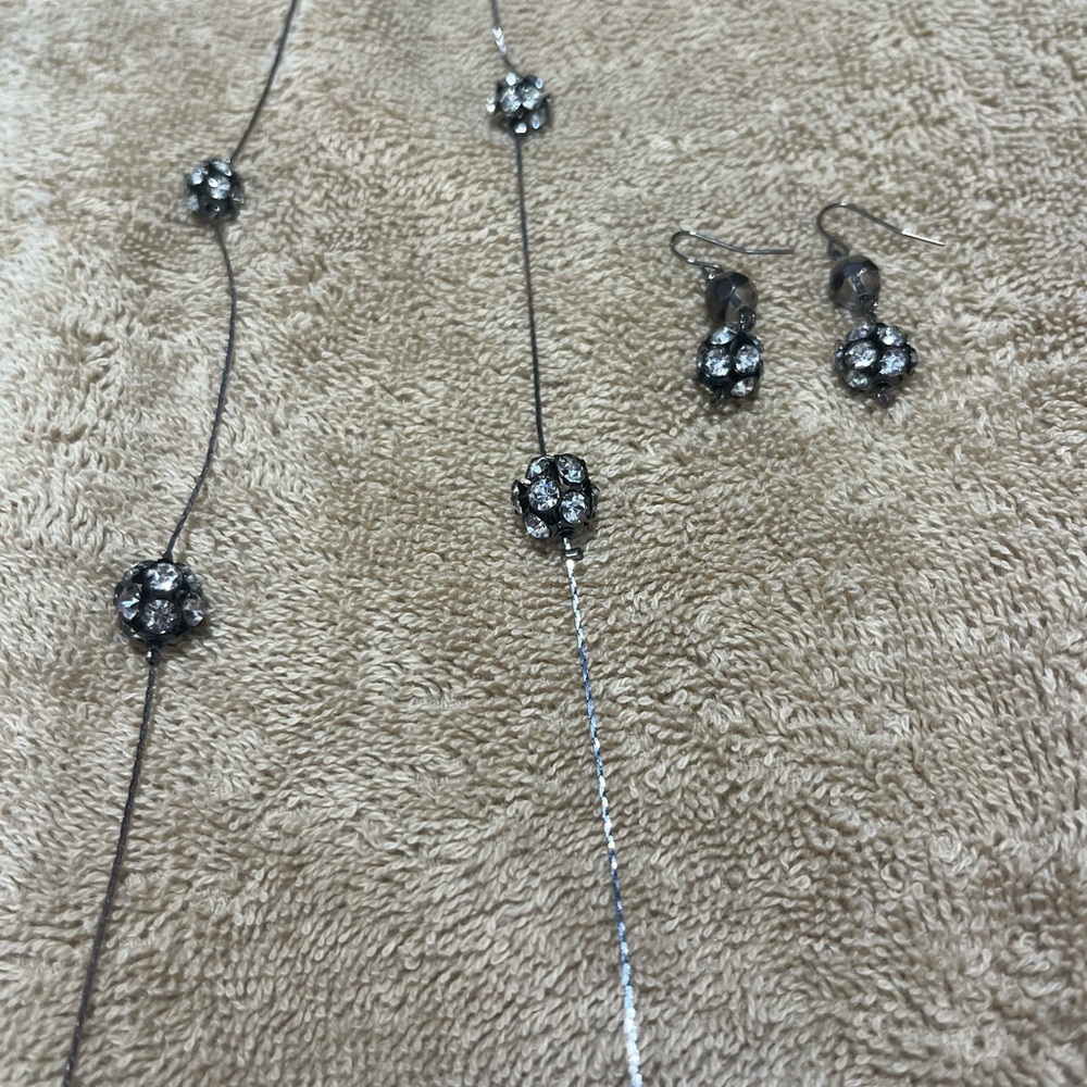 Glitter ball necklace and earrings